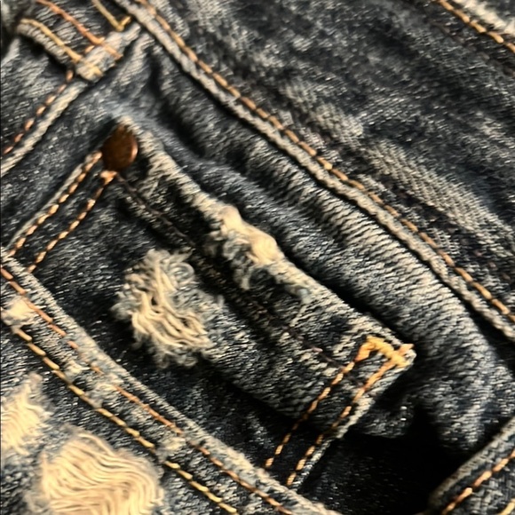 Abercrombie & Fitch Blue Straight Leg Jeans with Distressed Details 335 - Picture 13 of 17